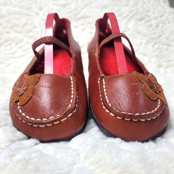 Coldwater Creek Ballet Flats Mary Jane Style Leather Suede Floral Cutout Size 6M - Picture 8 of 12